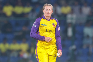 UP Warriorz’s Sophie Ecclestone, Kiran Navgire penalised for breach of code of conduct during their Women's Premier League (WPL) match against Delhi Capitals in New Delhi.  IANS Photo 