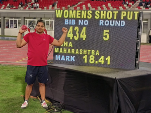 Abha Khatua improves national shot-put record to 18.41m in 27th national federation senior athletics competition in Bhubaneswar. Photo credit: Athletics Federation of India