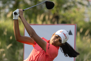 Diksha Dagar rises to tied 4th in Aramco Series London at the Par-73 Centurion Golf Club in London on Friday. 