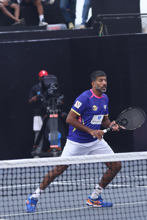 Rohan Bopanna’s Rajasthan Rangers and Vishnu Vardhan’s Hyderabad Strikers end Day 1 on top in Season 6 of the Tennis Premier League (TPL) at the Cricket Club of India. in Mumbai on Tuesday. Photo credit: TPL