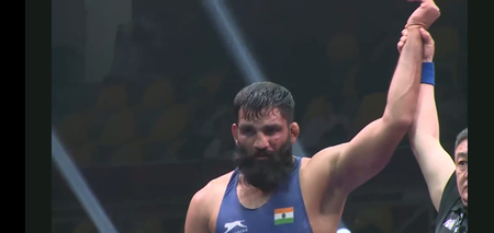 Sunil Kumar wins bronze in Greco-Roman 87 kg division at Senior Asian Wrestling Championship 2025 in Amman, Jordan on Tuesday. Photo credit: WFI