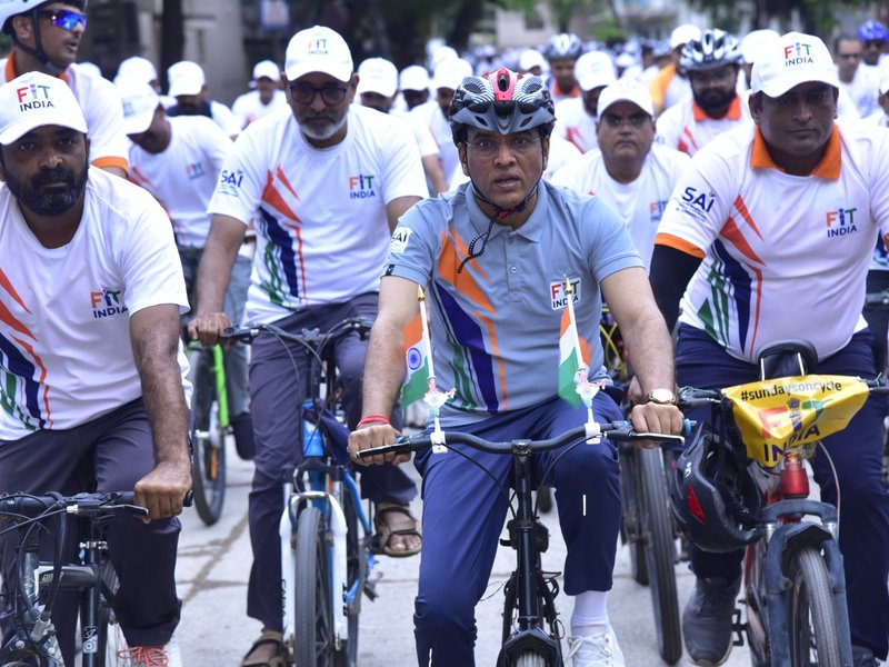 Mansukh Mandaviya to lead Fit India Sundays on Cycle in Varanasi to combat youth addiction (Credit: SAI) 