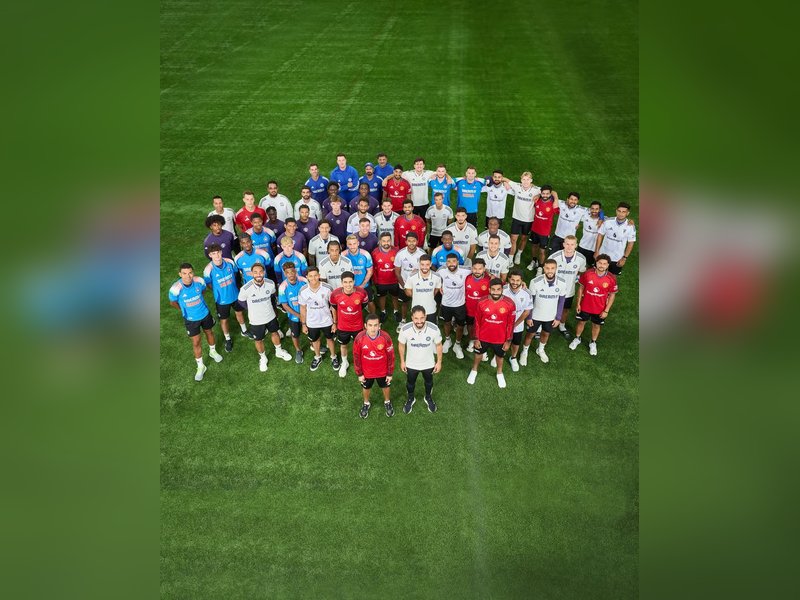 United in Manchester: Indian cricket team meets Man United footballers at the Old Trafford Stadium on Sunday. Photo credit: BCCI