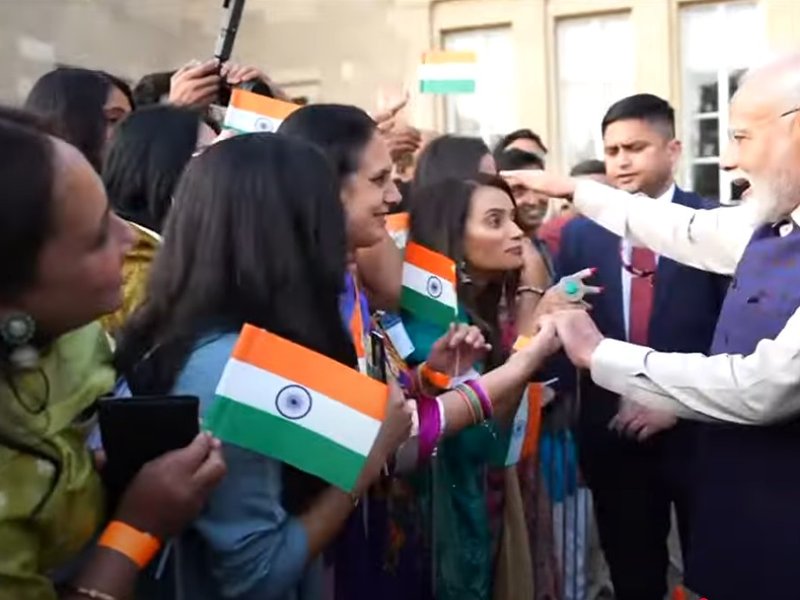 Indian diaspora in London greet PM Modi with chants of 'Bharat Mata Ki Jai' and 'Vande Mataram' on historic visit to UK