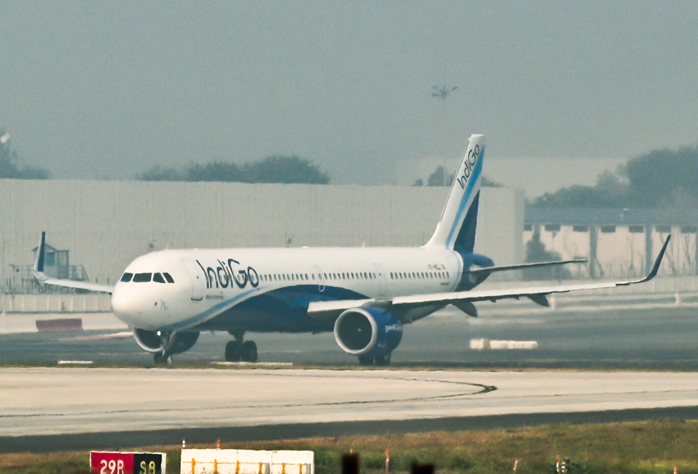 IndiGo aircraft at Navi Mumbai International Airport with new route map