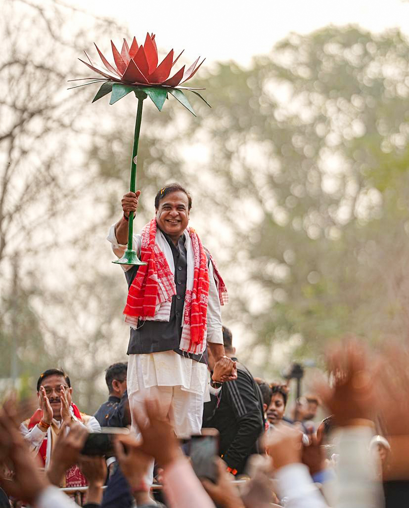 Assam Chief Minister addressing media after assembly election polling