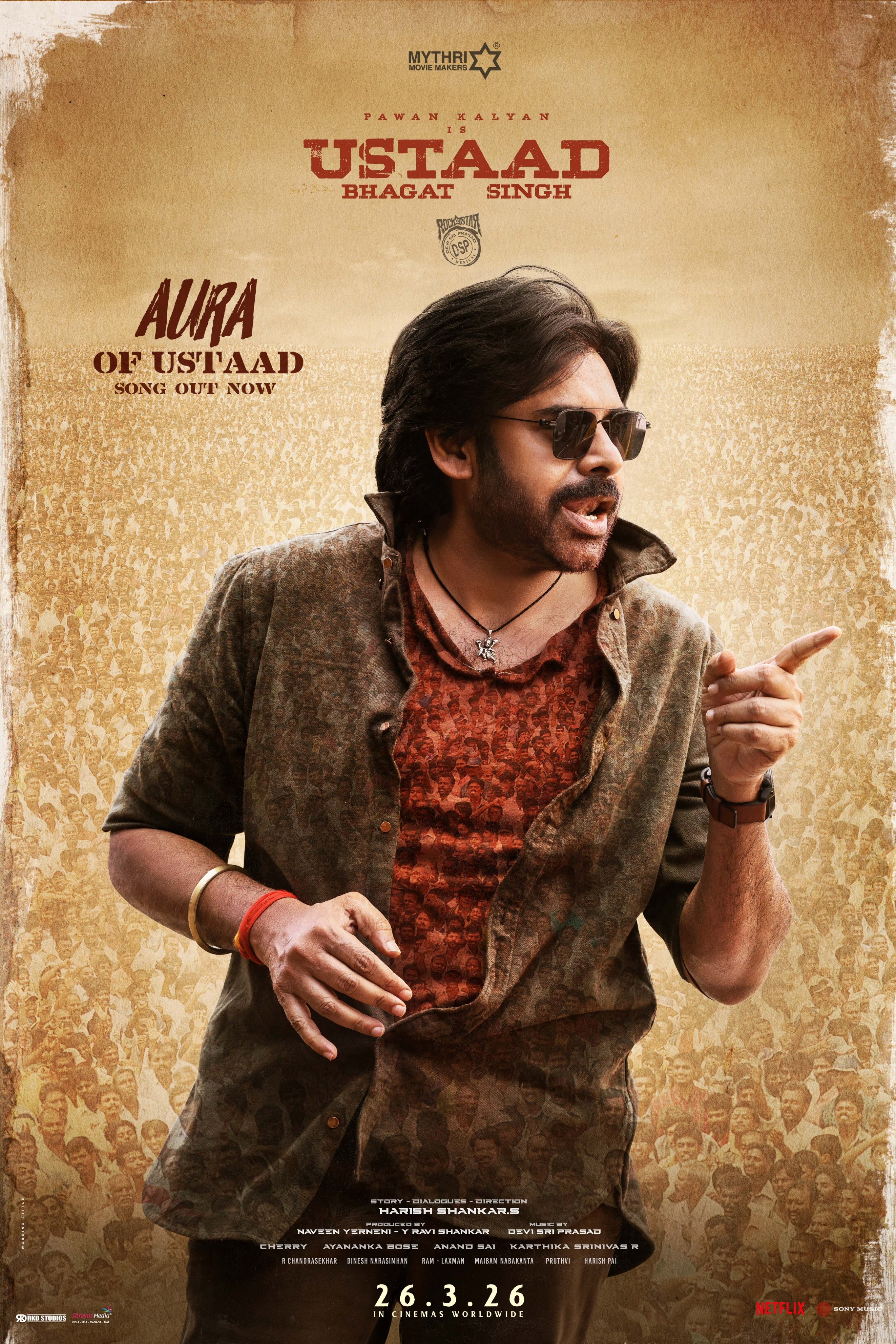 Ustaad Bhagat Singh movie poster featuring Pawan Kalyan and music directors