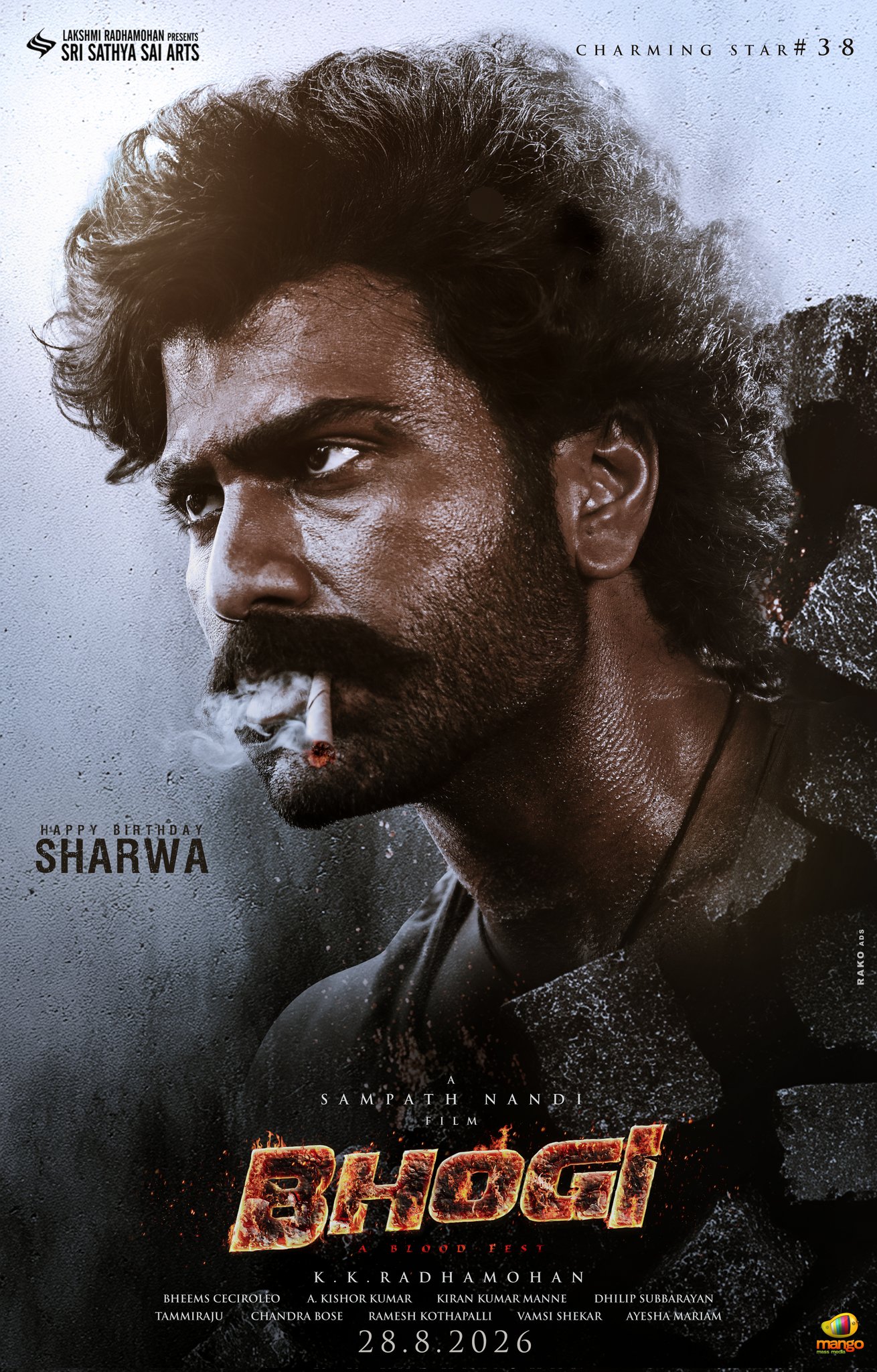 Sharwanand as Ganga in Bhogi movie poster