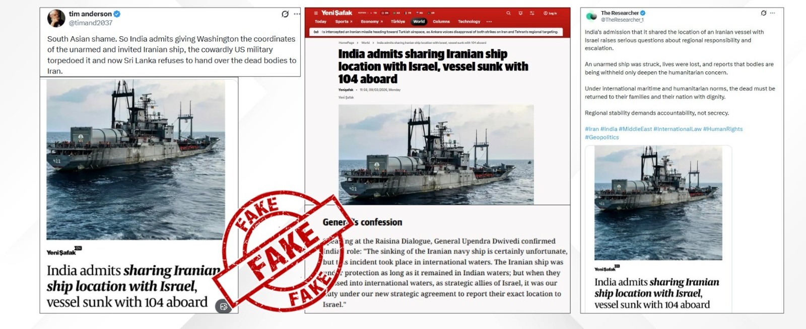 Indian government fact check denies false report about Iran ship location