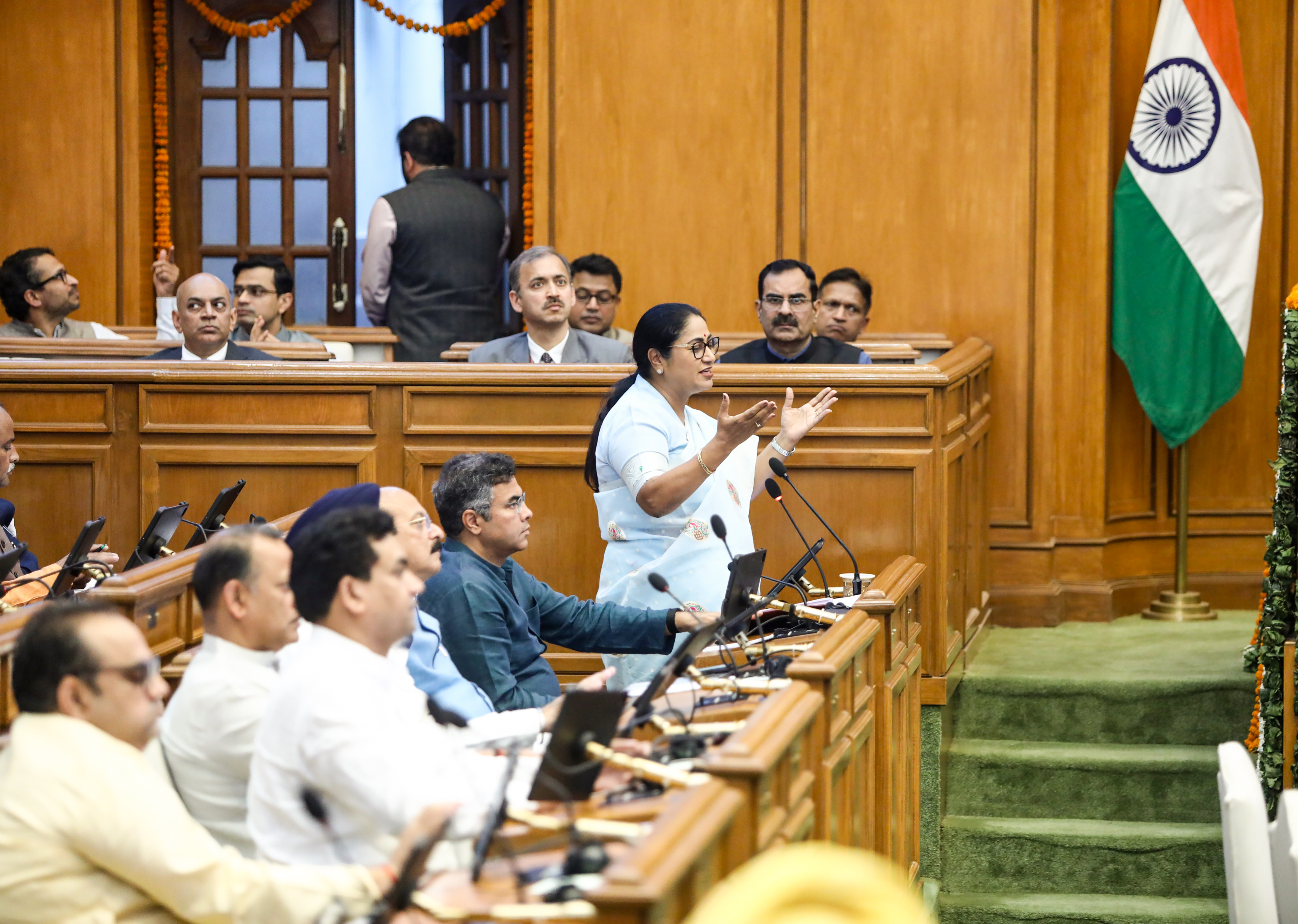 Delhi Chief Minister presenting Budget 2026-27 announcements