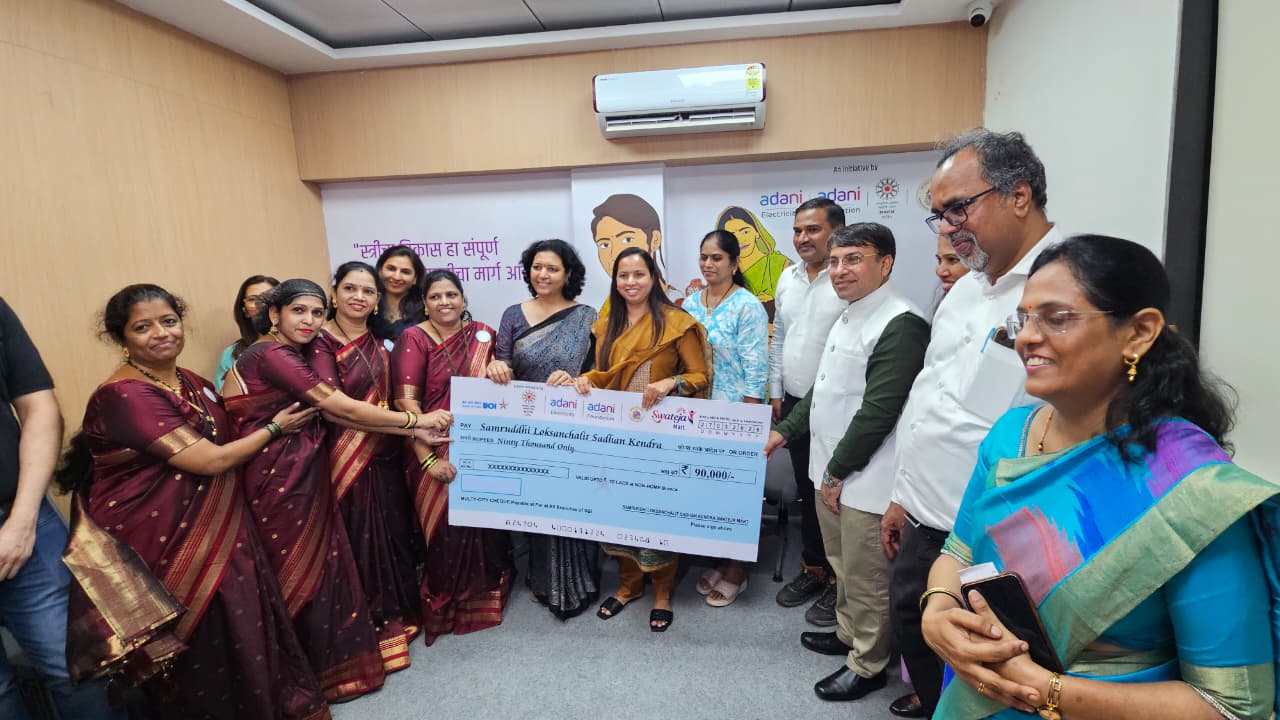Aditi Tatkare visiting Swateja Mart women entrepreneurs at Adani Swabhimaan initiative