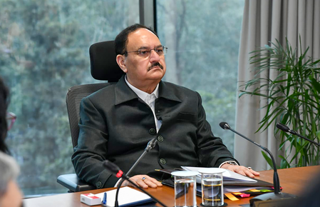 Union Minister Nadda speaking about health gains in NFHS-6 under Modi government