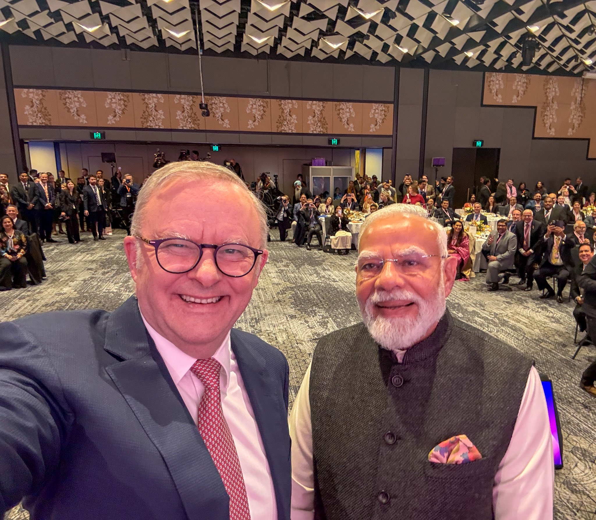 Australian PM Albanese and Indian PM Modi discussing economic ties