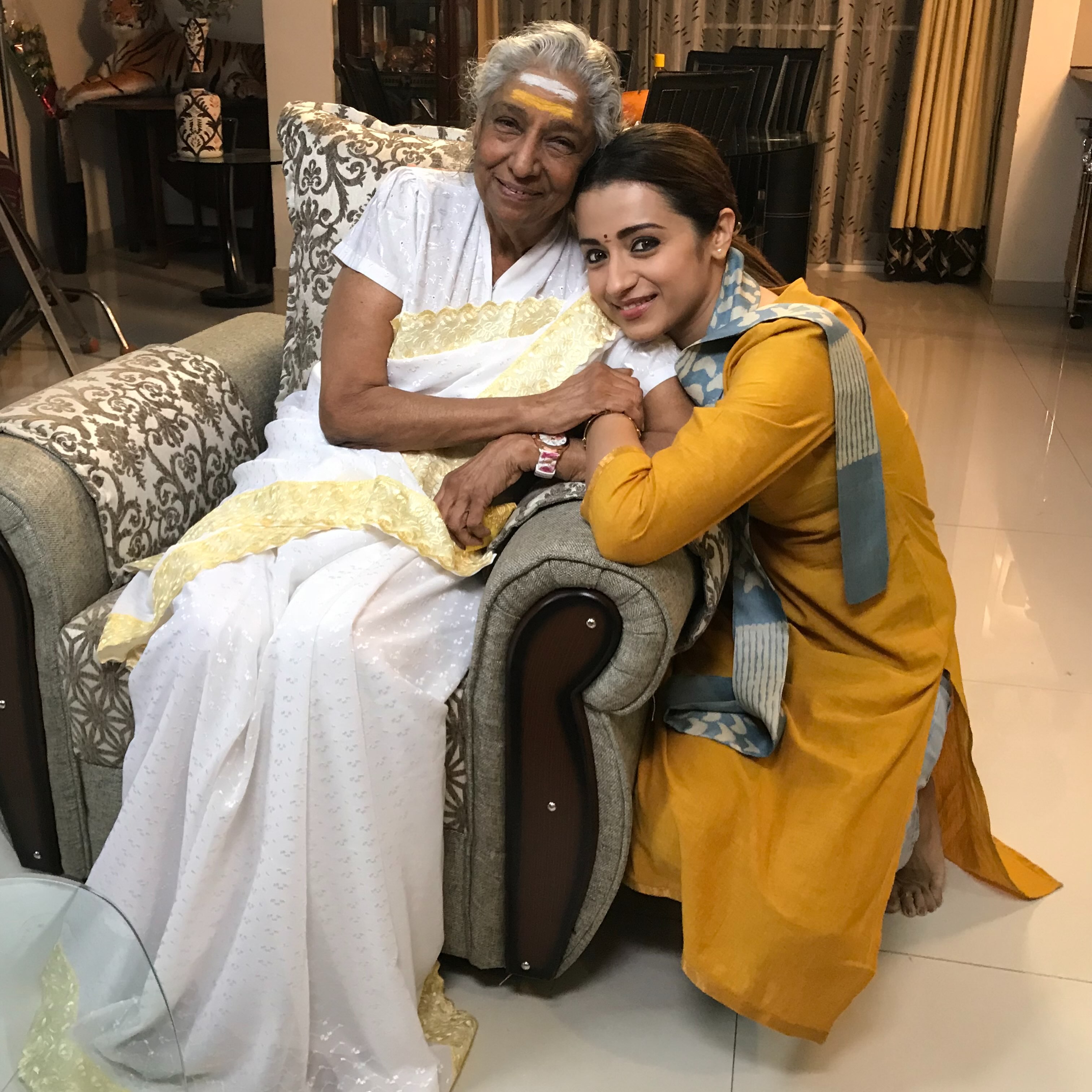 Actress Trisha honoring legendary singer S Janaki with a tribute post