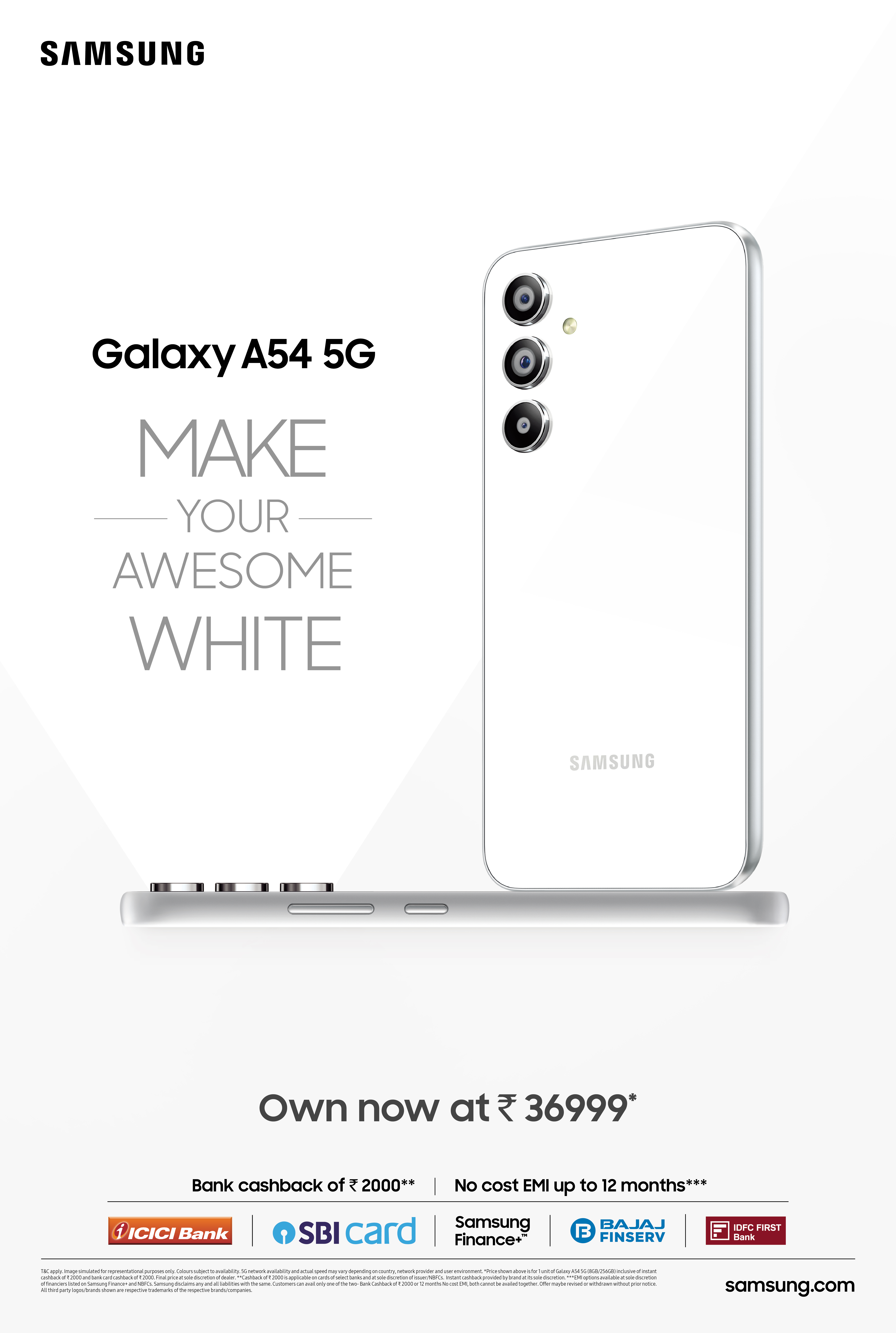  Samsung Launches Galaxy A54 In 'awesome White' Colour In India-TeluguStop.com