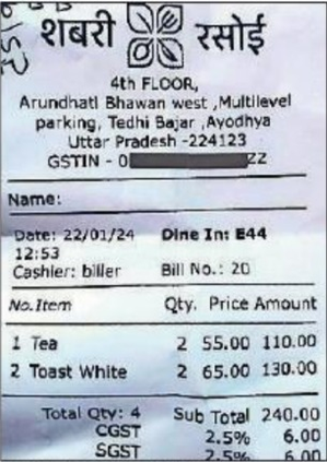 Ayodhya eatery gets notice for overcharging (Ld)