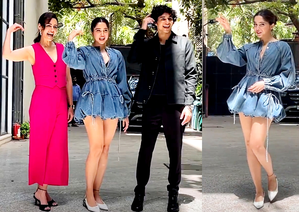 Sharvari Wagh and Team 'Munjya' enthral paparazzi with viral hook step from 'Taras' Sharvari Wagh and Team 'Munjya' enthral paparazzi with viral hook step from 'Taras'