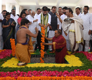 Foundation laid for Telangana Talli statue in Secretariat by CM Reddy