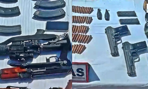 Two AK-47, M4 carbine rifles & grenades recovered from slain terrorists in J&K (Ld)