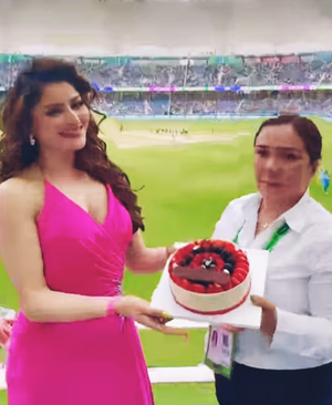 Urvashi Rautela gets an early birthday surprise during the IND Vs PAK Champions Trophy