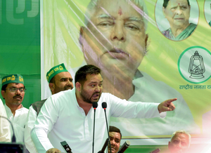 Tejashwi slams Nitish over his 'Earth will end in 10 years' remark Tejashwi slams Nitish over his 'Earth will end in 10 years' remark