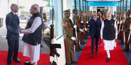 PM Modi emplanes for New Delhi after 'very fruitful' Mauritius visit PM Modi emplanes for New Delhi after 'very fruitful' Mauritius visit