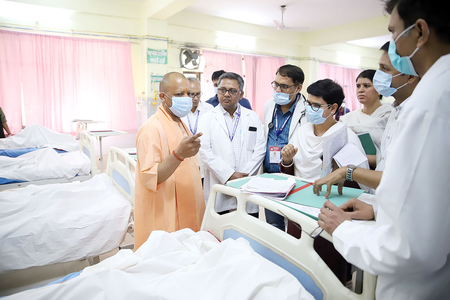 CM Yogi visits hospital after four children died of food poisoning at shelter home
