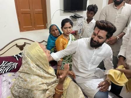 Bihar: Chirag Paswan visits ailing mother in ancestral village