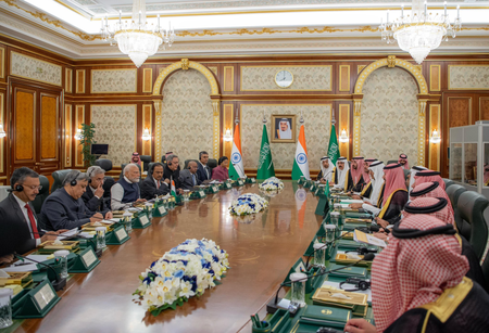 Before rushing back to India PM Modi co-chaired strategic council with Saudi Crown Prince Before rushing back to India PM Modi co-chaired strategic council with Saudi Crown Prince