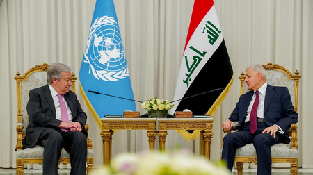 Iraqi president, UN chief discuss regional peace, upcoming Arab League Summit Iraqi president, UN chief discuss regional peace, upcoming Arab League Summit