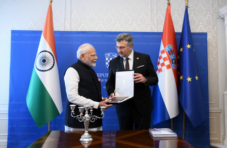 PM Modi receives special gift in Zagreb - Sanskrit grammar written by Croatian missionary in 1790
