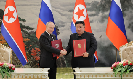 South Korea urges North Korea, Russia to stop illegal military cooperation on 1st anniversary of treaty South Korea urges North Korea, Russia to stop illegal military cooperation on 1st anniversary of treaty