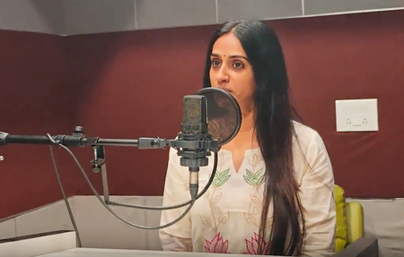 Actress Laya completes dubbing for her portions in Nithiin's 'Thammudu' Actress Laya completes dubbing for her portions in Nithiin's 'Thammudu'