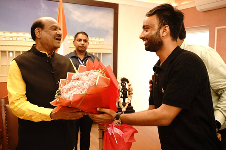 International taekwondo athlete Danish Manzoor meets Lok Sabha Speaker Om Birla