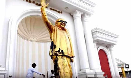 M Karunanidhi's statue defaced in Tamil Nadu's Salem, probe launched