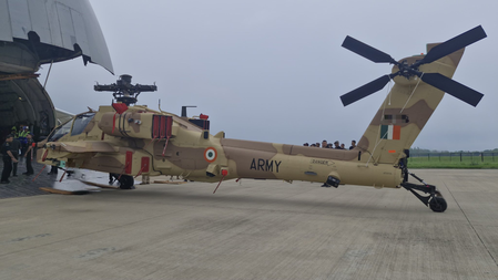 Three AH-64E Apache Attack Helicopters from US land in Hindon, likely to be deployed at Western Front