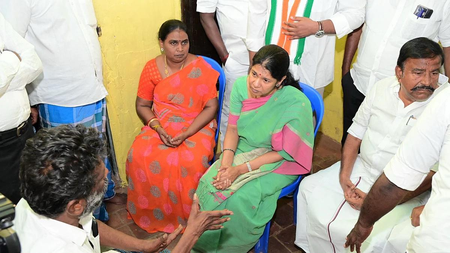 DMK leader Kanimozhi assures justice for honour killing victim‘s family in Thoothukudi
