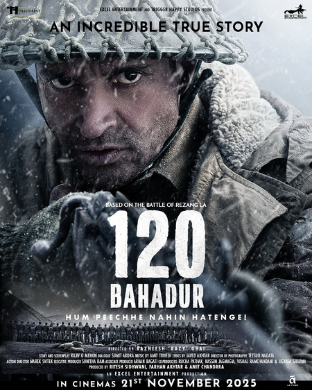 Farhan Akhtar returns to the screen as Major Shaitan Singh Bhati in '120 Bahadur' teaser Farhan Akhtar returns to the screen as Major Shaitan Singh Bhati in '120 Bahadur' teaser