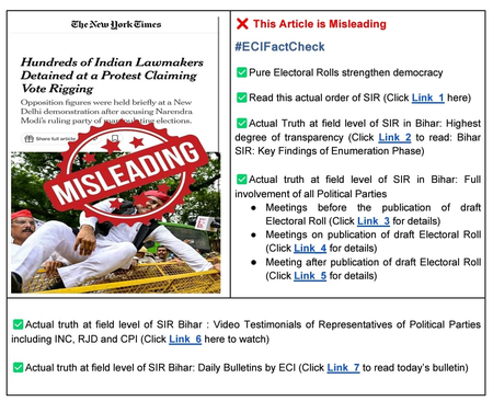 ‘Misleading’: ECI on NYT report on Opposition parties' claims over voter list manipulation