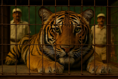 Bihar: Tiger captured in Bagaha after farmer’s death; to be shifted to Patna zoo