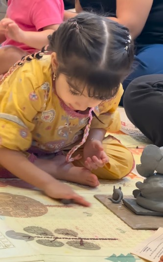 Bipasha Basu’s baby girl Devi sculpts Ganpati idol with her tiny hands Bipasha Basu’s baby girl Devi sculpts Ganpati idol with her tiny hands