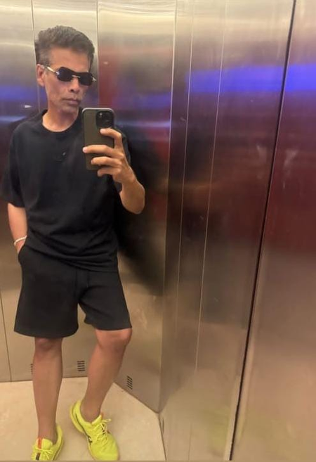Karan Johar is proud of his courage to take a selfie in shorts: 'I acknowledge my delusion' Karan Johar is proud of his courage to take a selfie in shorts: 'I acknowledge my delusion'