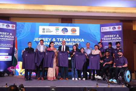 Team India jersey for World Para Athletics Championships unveiled in New Delhi Team India jersey for World Para Athletics Championships unveiled in New Delhi