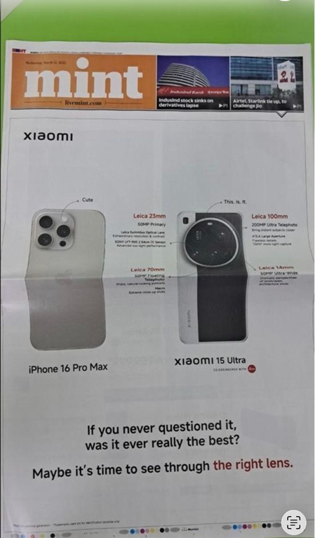 Apple, Samsung send legal notices to Xiaomi over ad campaign