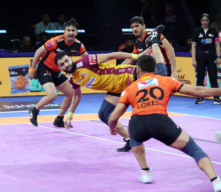 PKL 12: Rampaging Bharat Hooda and Telugu Titans crush U Mumba PKL 12: Rampaging Bharat Hooda and Telugu Titans crush U Mumba