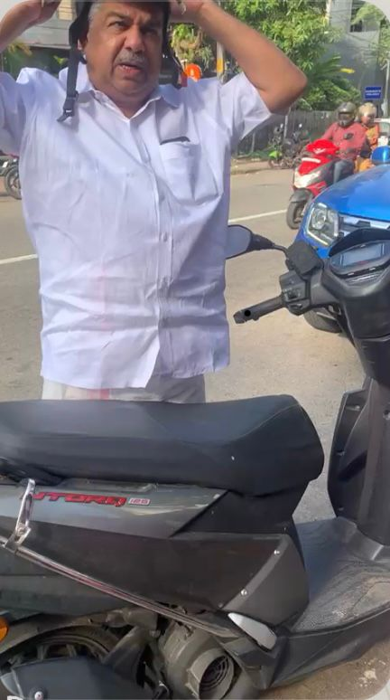 Kerala Minister Saji Cherian stops scooter at roadside eatery for tea & idlis