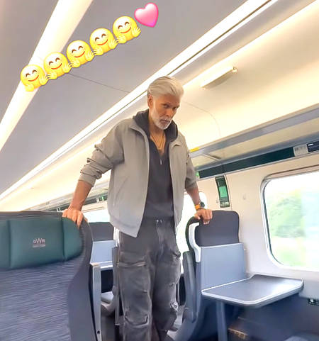 Milind Soman does push-ups on train, wife Ankita Konwar shares video