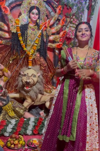 नवरात्रि के रंग में रंगीं काजल राघवानी, डांडिया नाइट में मचाया धमाल