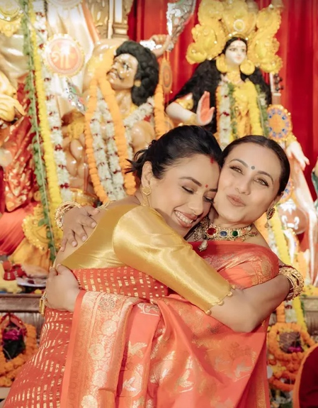 Rupali Ganguly & Rani Mukerji tight hug at Durga Puja is endearing