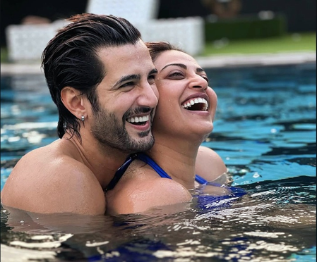Anushka Ranjan shares poolside romance with her ‘happy place’ Aditya Seal